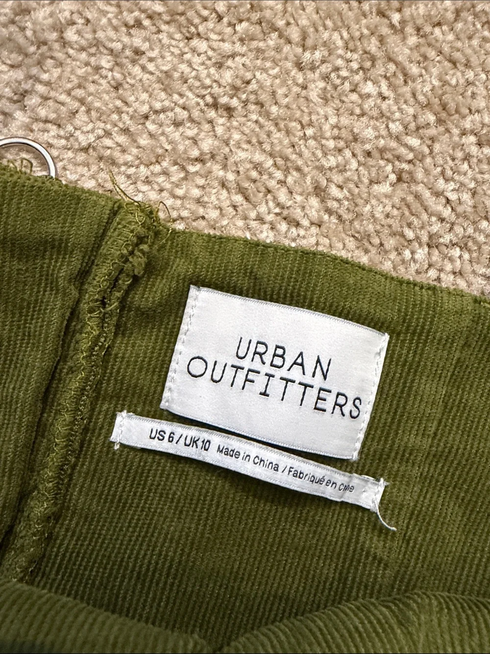 Urban Outfitters UO Colette Corduroy Mini Dress Olive Green Spaghetti Strap US 6 - Picture 10 of 13